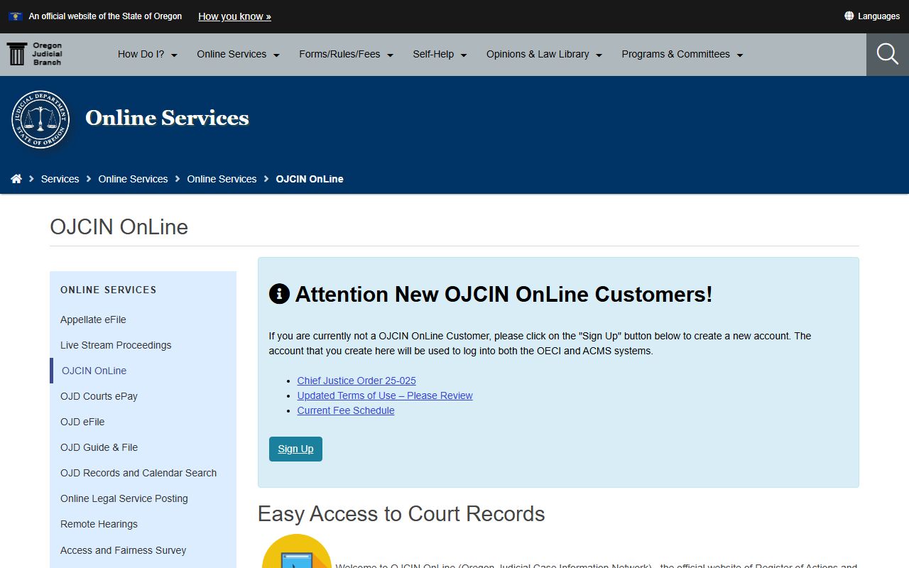 Multnomah County court records OJCIN Online access
