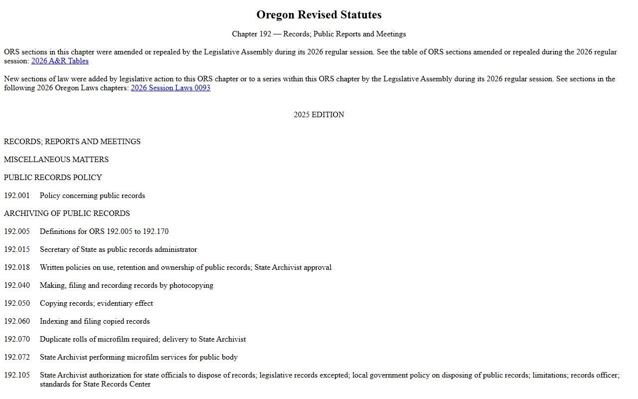 Multnomah County court records Oregon public records law