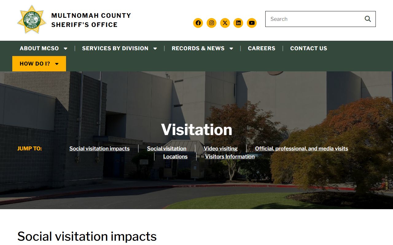 Multnomah County inmate records MCSO jail visitation rules
