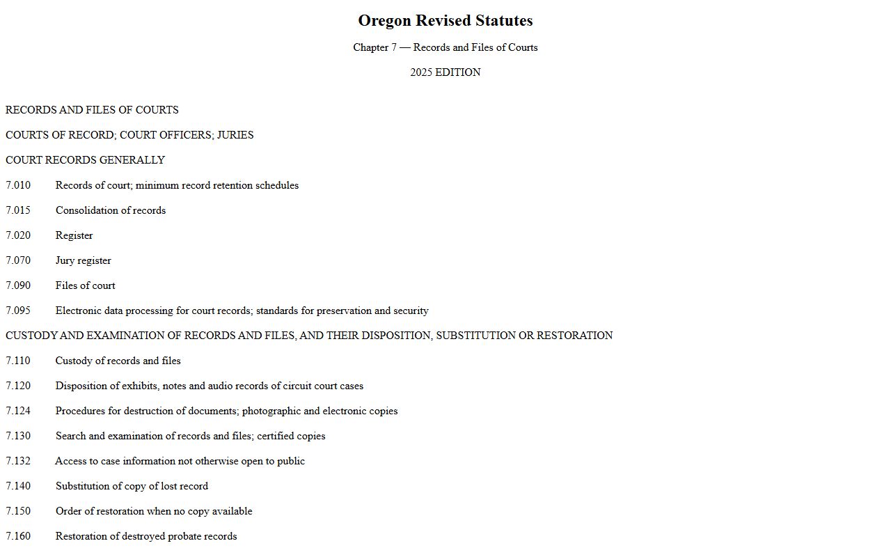 Multnomah County probate records Oregon court records statute