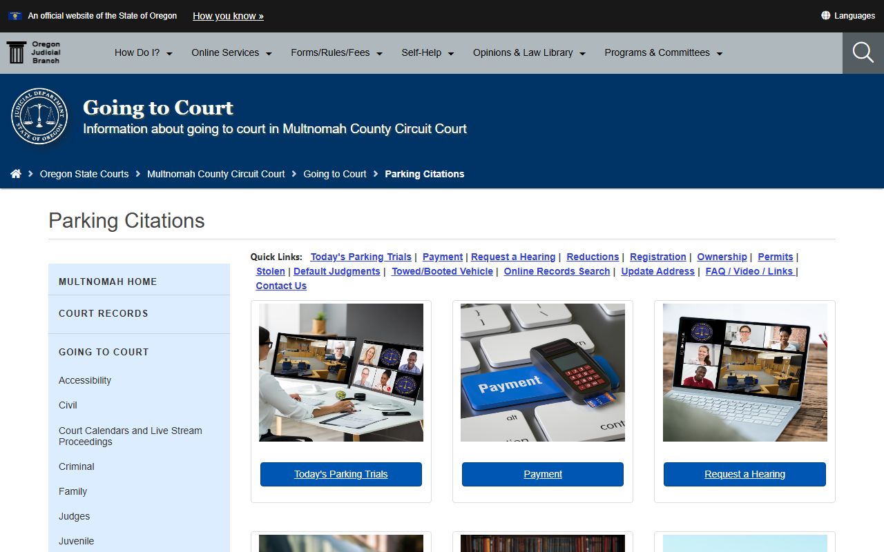 Multnomah County traffic court records parking citation appeals