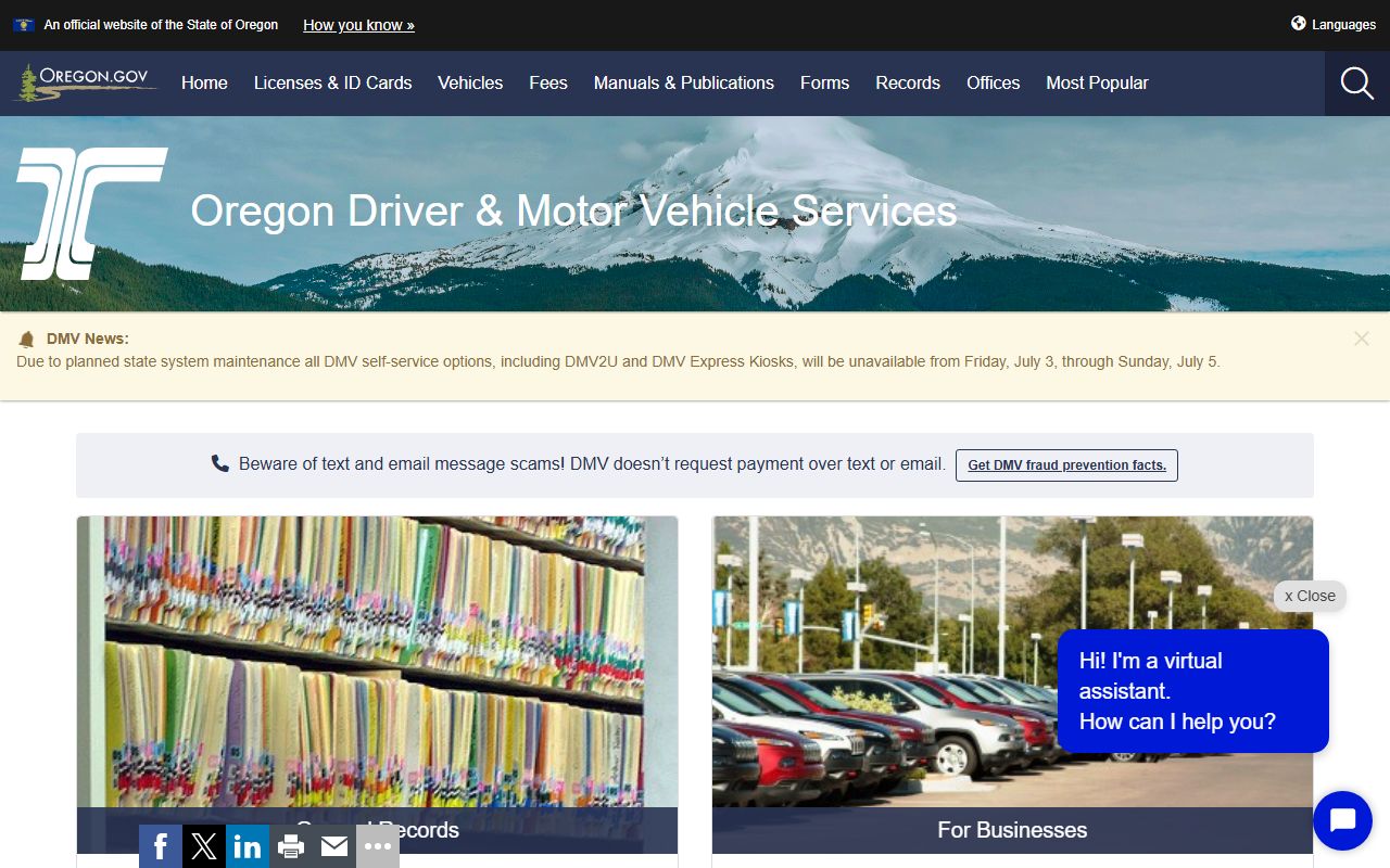Multnomah County traffic court records Oregon DMV records home