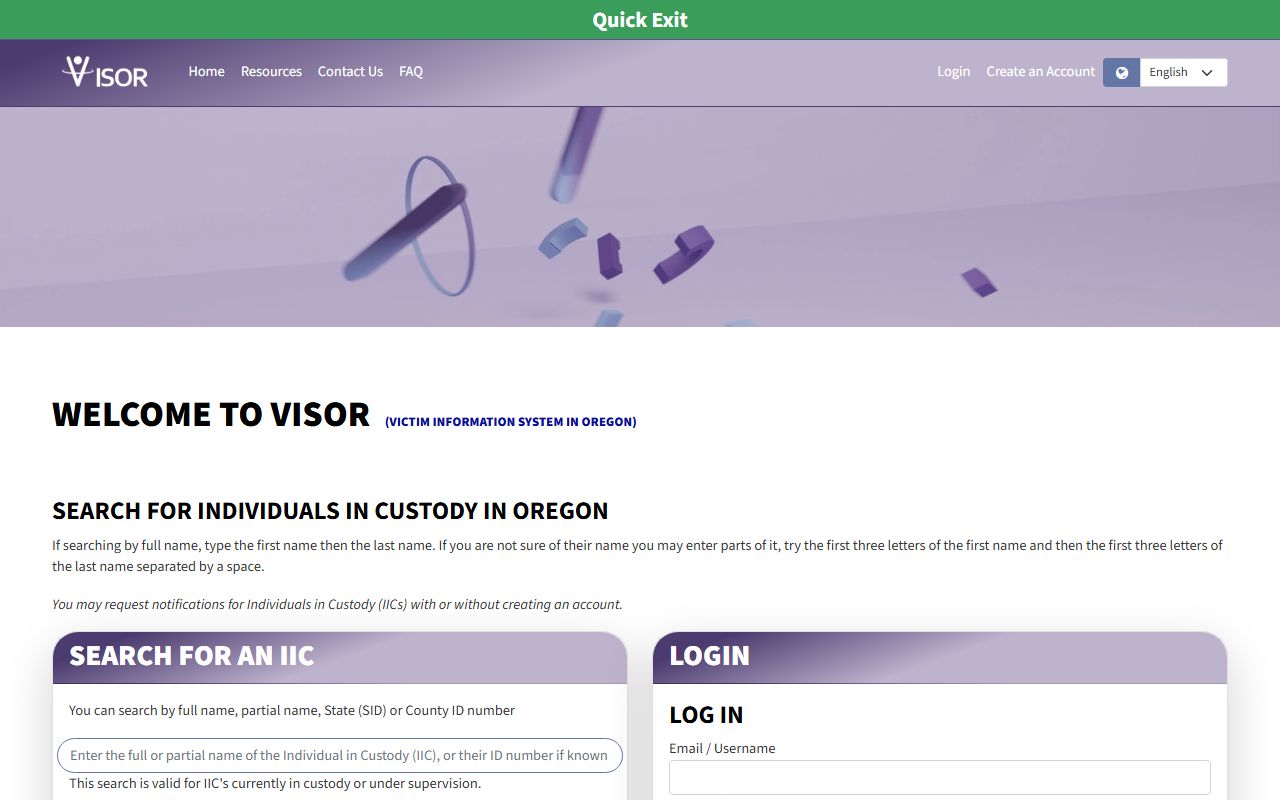 Multnomah County warrant search Oregon VISOR custody notification system